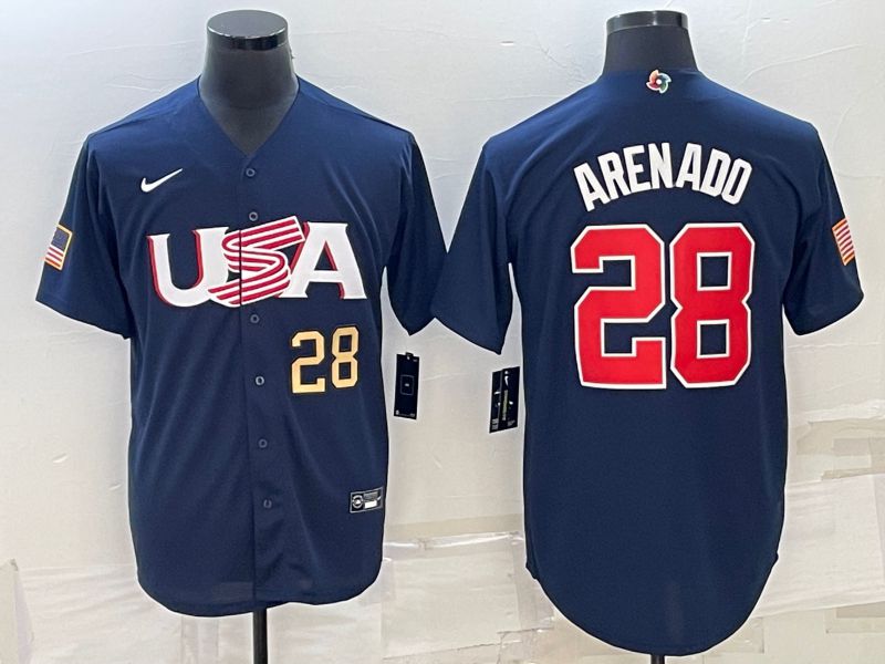 Men 2023 World Cub USA #28 Arenado Blue Nike MLB Jersey1->more jerseys->MLB Jersey
